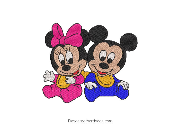 Diseño bordado mickey mouse y minnie bebes