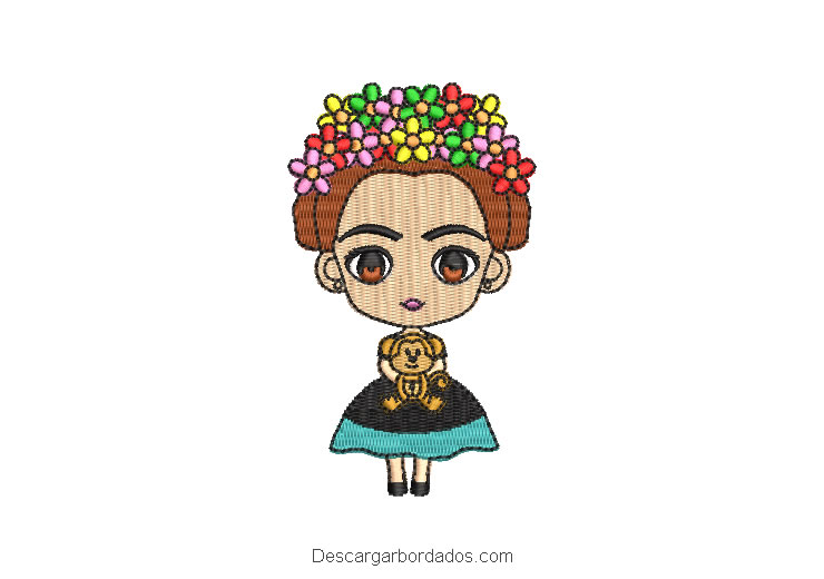 Diseño bordado mini frida kahlo