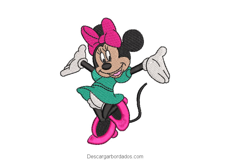 Diseño bordado minnie mouse bailando