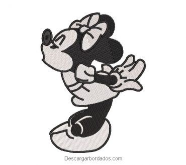 Diseño bordado minnie mouse blanco y negro