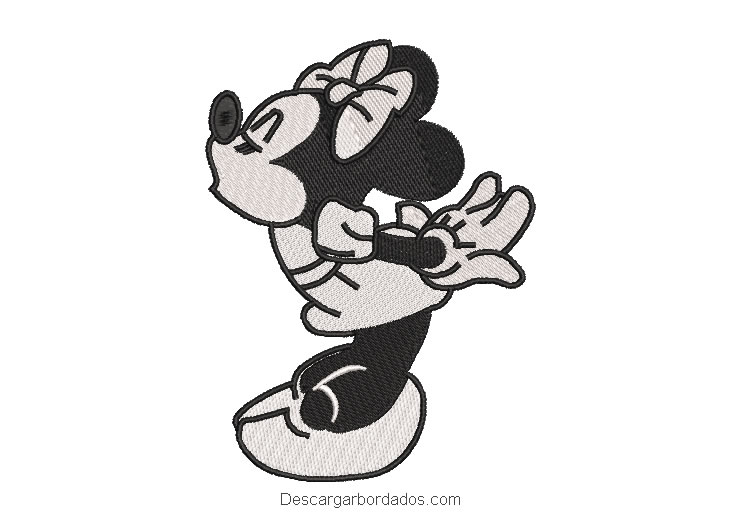 Diseño bordado minnie mouse blanco y negro