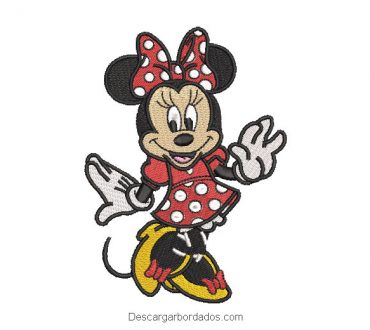 Diseño bordado minnie mouse con vestido rojo