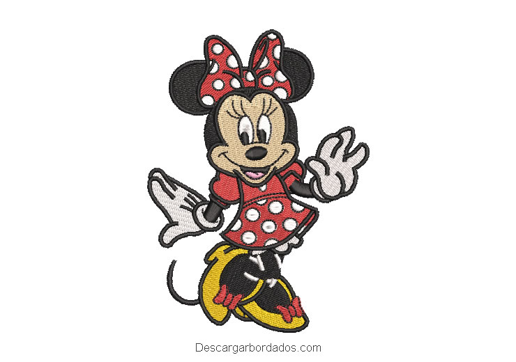 Diseño bordado minnie mouse con vestido rojo