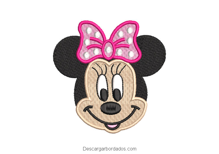 Diseño bordado minnie mouse sonriendo