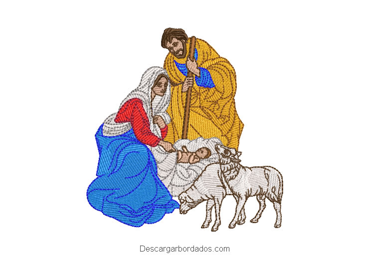 Diseño bordado nacimiento de niño jesús