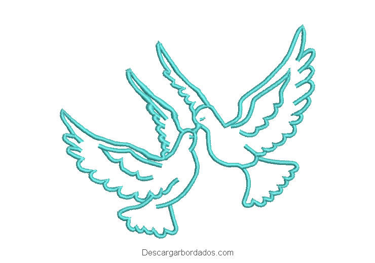 Diseño bordado palomas de amor