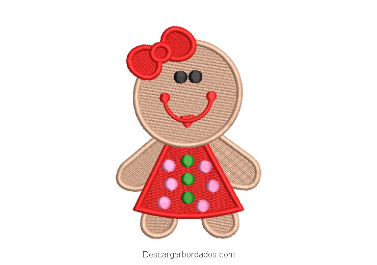 Diseño bordado personaje galleta de navidad
