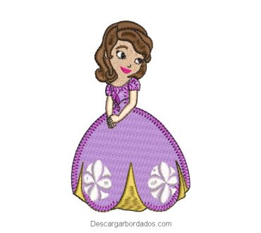 Diseño bordado princesa sofía con vestido