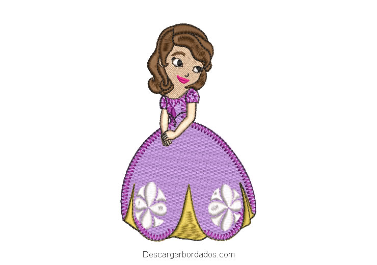 Diseño bordado princesa sofía con vestido