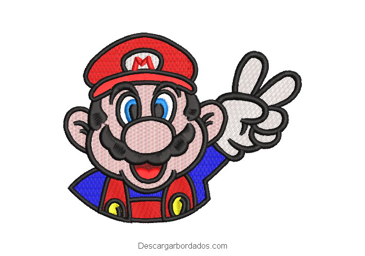 Diseño bordado rostro de Mario Bros
