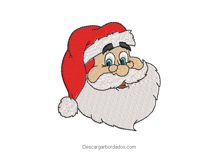 Diseño bordado rostro de papa noel para máquina