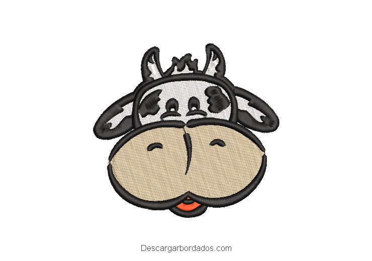 Diseño bordado rostro de vaca para maquina