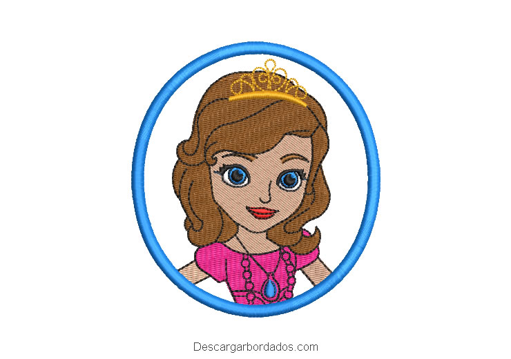 Diseño bordado rostro princesa sofia