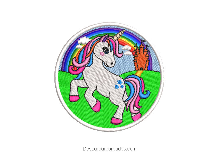 Diseño bordado sticker de unicornio