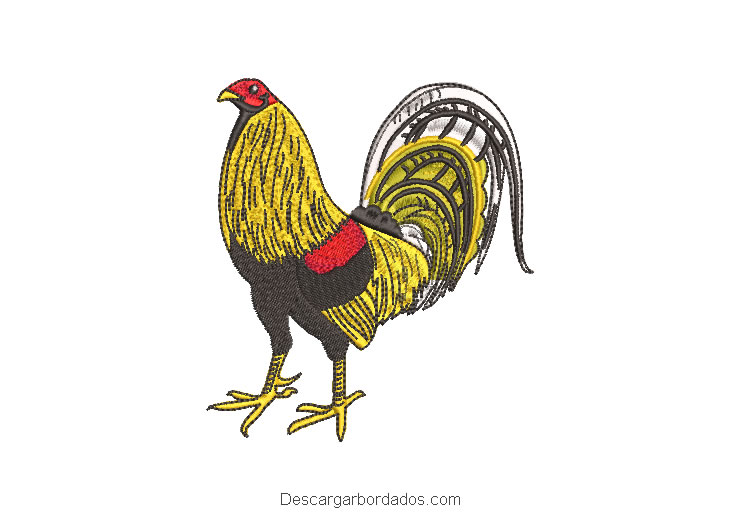 Diseño gallo de pelea para máquina de bordado