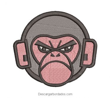 Diseño rostro de mono para parche de bordado