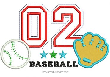 Diseño Bordado de Béisbol con Aplicación