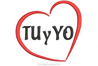 Diseño Bordado de Corazón Tu y Yo