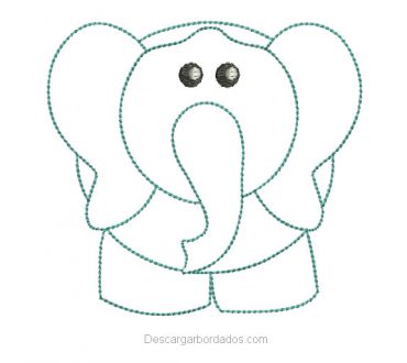 Diseño Bordado de Elefante Delineado
