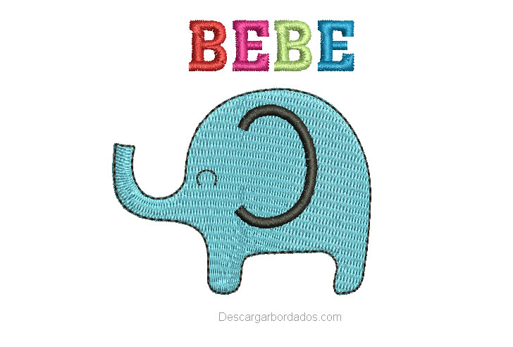 Diseño Bordado de Elefante para bebe