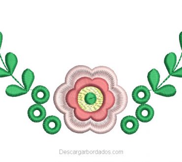 Diseño Bordado de Flores con Hojas