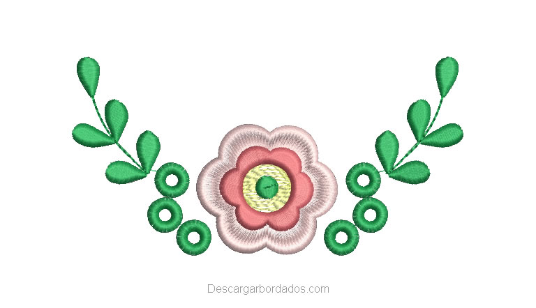Diseño Bordado de Flores con Hojas