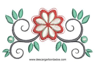 Diseño Bordado de Hojas de Flores