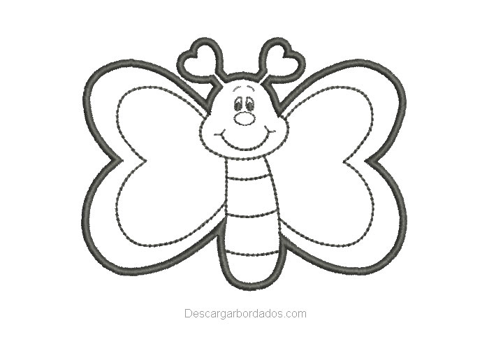 Diseño Bordado de Mariposa Delineado