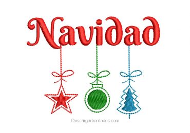 Diseño bordado Letra de Navidad con estrella y campana