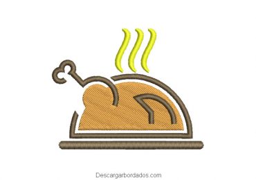 Diseño bordado asado pollo para maquina