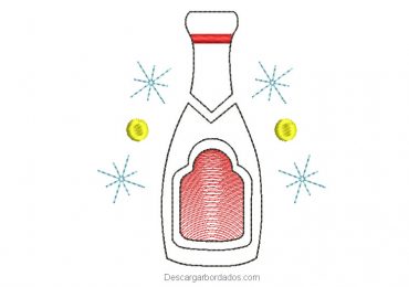 Diseño bordado botella de año nuevo