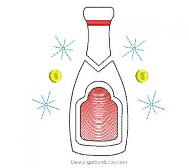 Diseño bordado botella de año nuevo