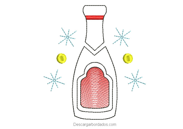 Diseño bordado botella de año nuevo