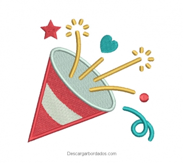 Diseño bordado cono de cumpleaños para bordar