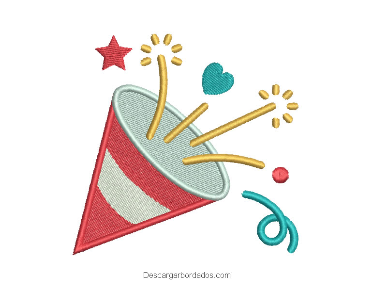 Diseño bordado cono de cumpleaños para bordar