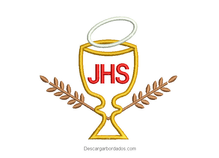 Diseño bordado copa de jhs con espiga