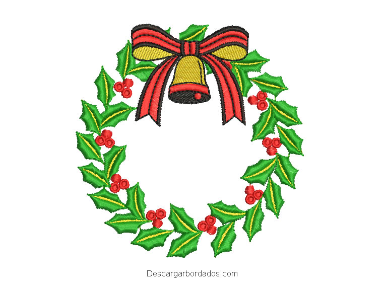 Diseño bordado corona de navidad