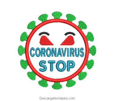 Diseño bordado coronavirus stop