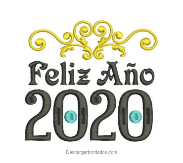 Diseño bordado de Feliz Año 2020