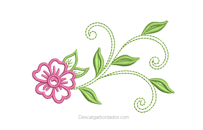 Diseño bordado de Flores con Rama