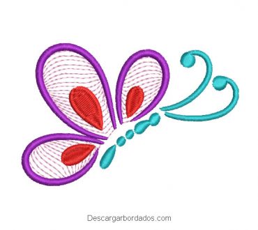 Diseño bordado de Mariposa con Decoración