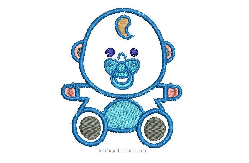 Diseño bordado de bebe con aplicación