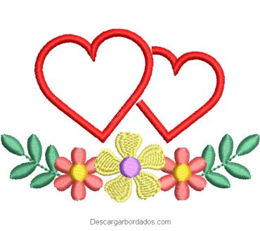 Diseño bordado de corazón con flores
