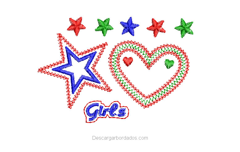 Diseño bordado de corazón para niñas