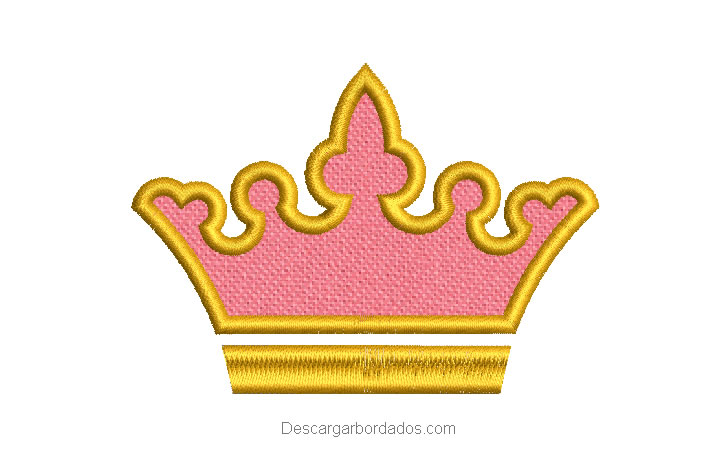 Diseño bordado de corona con aplicación