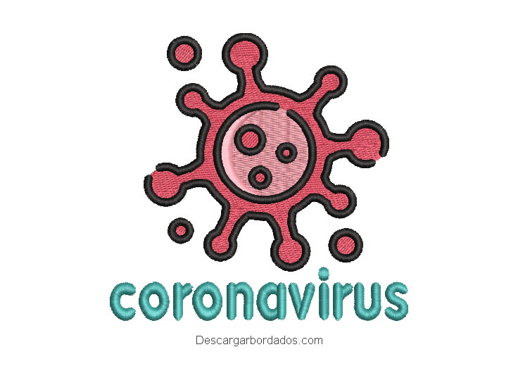 Diseño bordado de coronavirus con letra