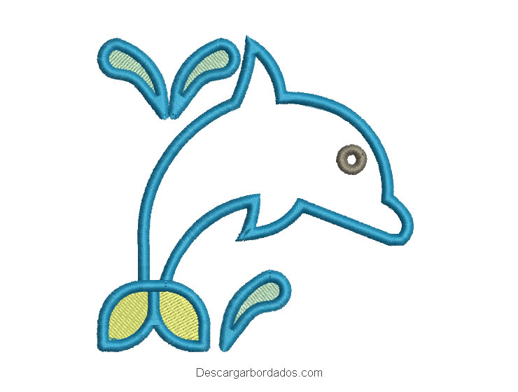 Diseño bordado de delfín para máquina