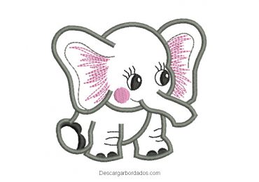 Diseño bordado de elefante bebe