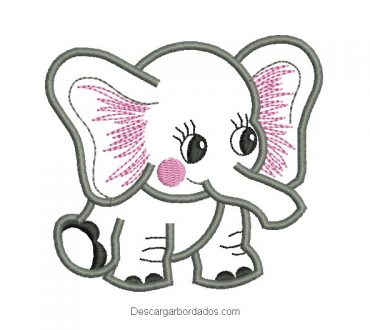 Diseño bordado de elefante bebe