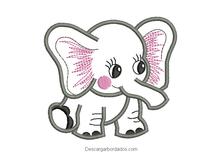 Diseño bordado de elefante bebe